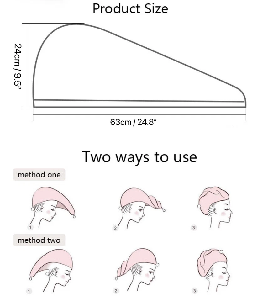 Gorra de secado de cabello súper absorbente, toalla suave envoltura giratoria turbante Foto 2 de 4