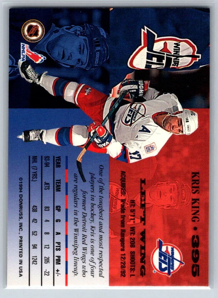 1994-95 Leaf #395 Kris King - Image 2 of 2