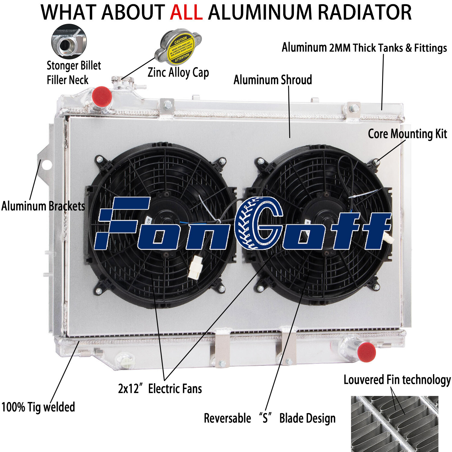 4~Row Radiator Shroud+Fan For 1990-1998 Landcruiser HDJ80 HZJ80 1HZ 1HD 4.2L MT