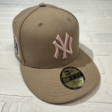 NEW YORK YANKEES HAT PINK / TAN SUBWAY SERIES SZ 7 1/4 *Rare Exclusive