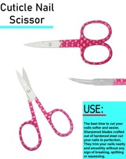 Image of Steady Pro Finger Toe Nail Scissors Pink *CURVED TIP* Steel Manicure Cuticle
