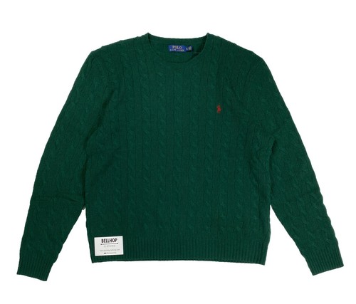 Cashmere Green Crew Cable Knit Jumper 