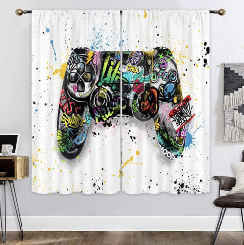 Mitpok Gaming Curtains for Bedroom 2 Panels 42Wx63H Inch Rod Pocket Boys Gamer - Picture 1 of 4