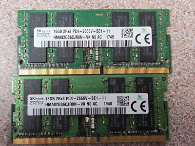Sk Hynix 32GB (2x16GB) 2Rx8 PC4-2666V-SE1-11 Ram Laptop