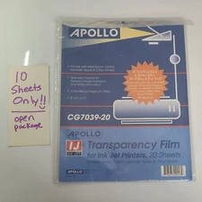Apollo Ink Jet Printer Transparency Film 10 Sheets for Hewlett Packard Open Box