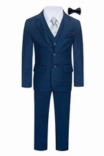 Magen Kids Boys Husky Formal Suit 7 Pcs Set Suit Size 8-20 Light Navy 2 Buttons