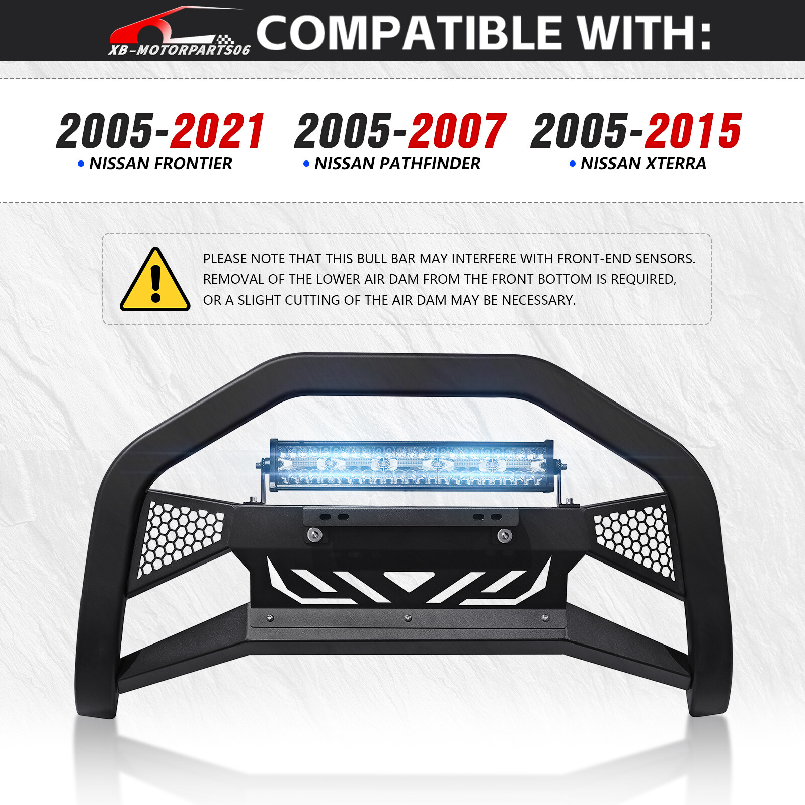 Bull Bar Front Grille Guard Bumper For 05-2021 Nissan Frontier & 05-2015 Xterra