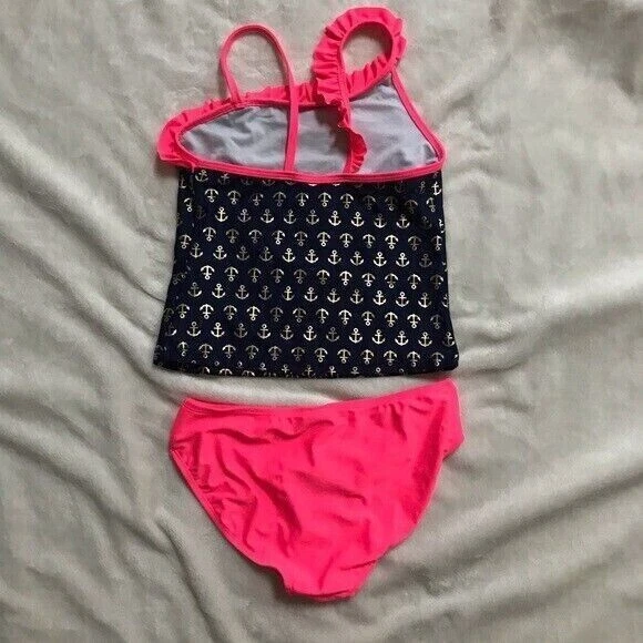 Pre-owned Circo Girl's Pink and Blue Anchor Bikini 2 pcs swimsuit-size L (10-12) - Image 2 of 4