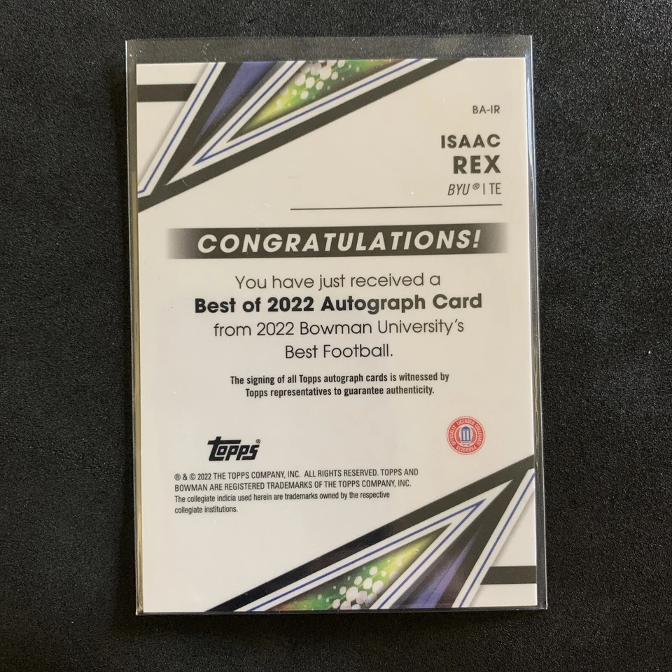 2022-23 Bowman's Best University Autograph #BA-IR Isaac Rex Auto BYU - Image 2 of 2