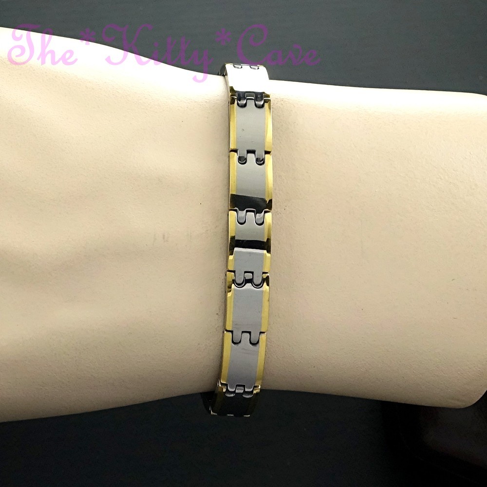 Bracelet Magnétique Thérapie Tungstène Plaqué Or 24K - Réglable - TKC Italie - Neuf