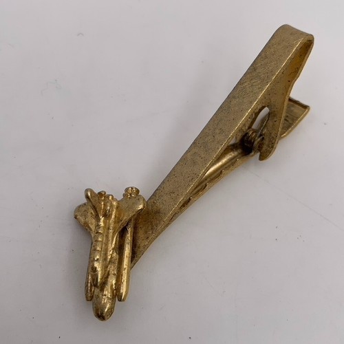 NASA Space Shuttle Rocket Launch Challenger Tie Bar 2" Gold Tone Strong Clip