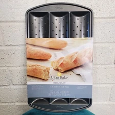 Wilton 3 Channel Nonstick Baguette Baking Tray Dishwasher Safe Loaf Pan Unused