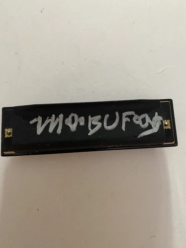 Autographed Harmonica Of No Jo Buford On A Piedmontese Blues Harp