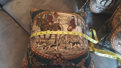 Einzigartiges individuelles Jagdpferd Jäger Hund grün Gobelin Deko Überwurf Kissen - Bild 7 von 10