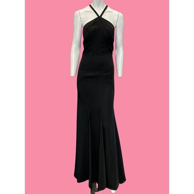 Dave & Johnny Halter Crossback Gown Black Size 9/10 NWT