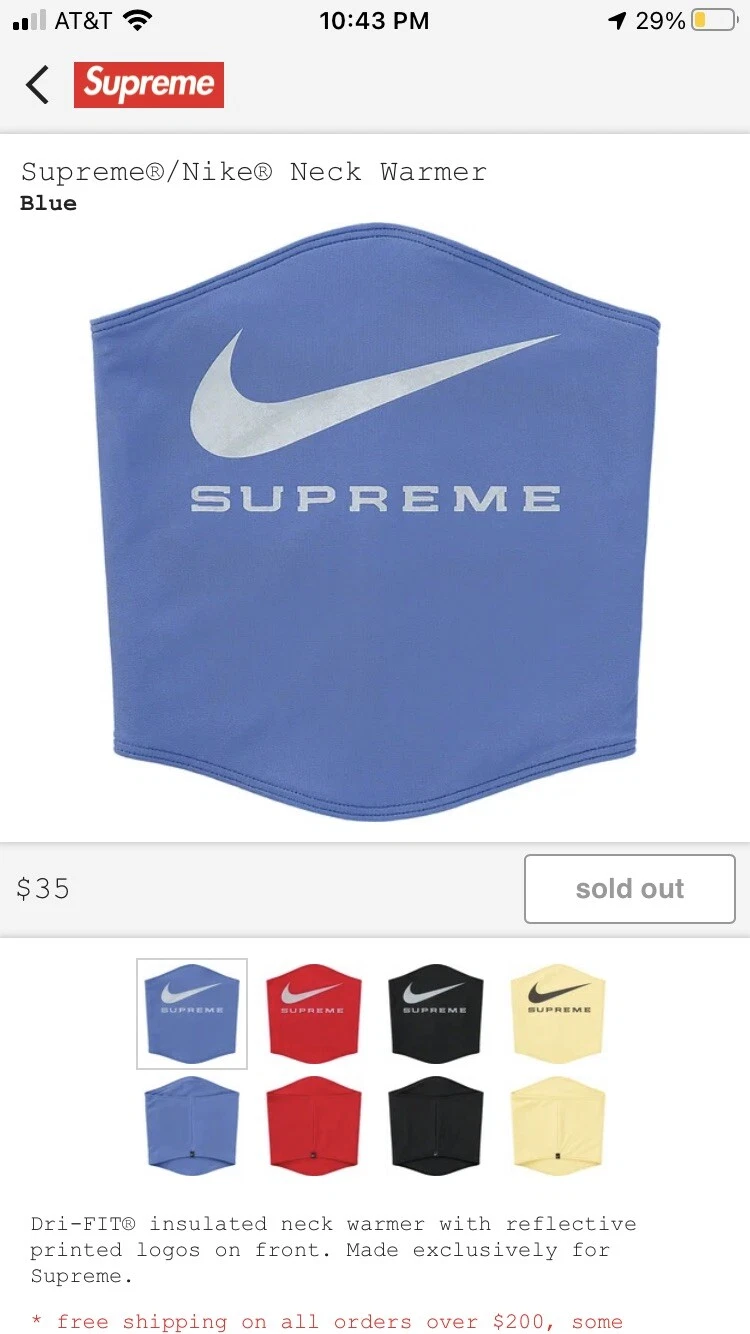 Cache cou Supreme Nike   Bleu   Logo réfléchissant   Neuf et 100% authentique SS20