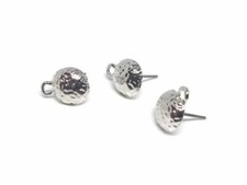 10 pcs. 5 pairs Silver Tone Earring Posts/Bases/Studs/Settings   Hammered