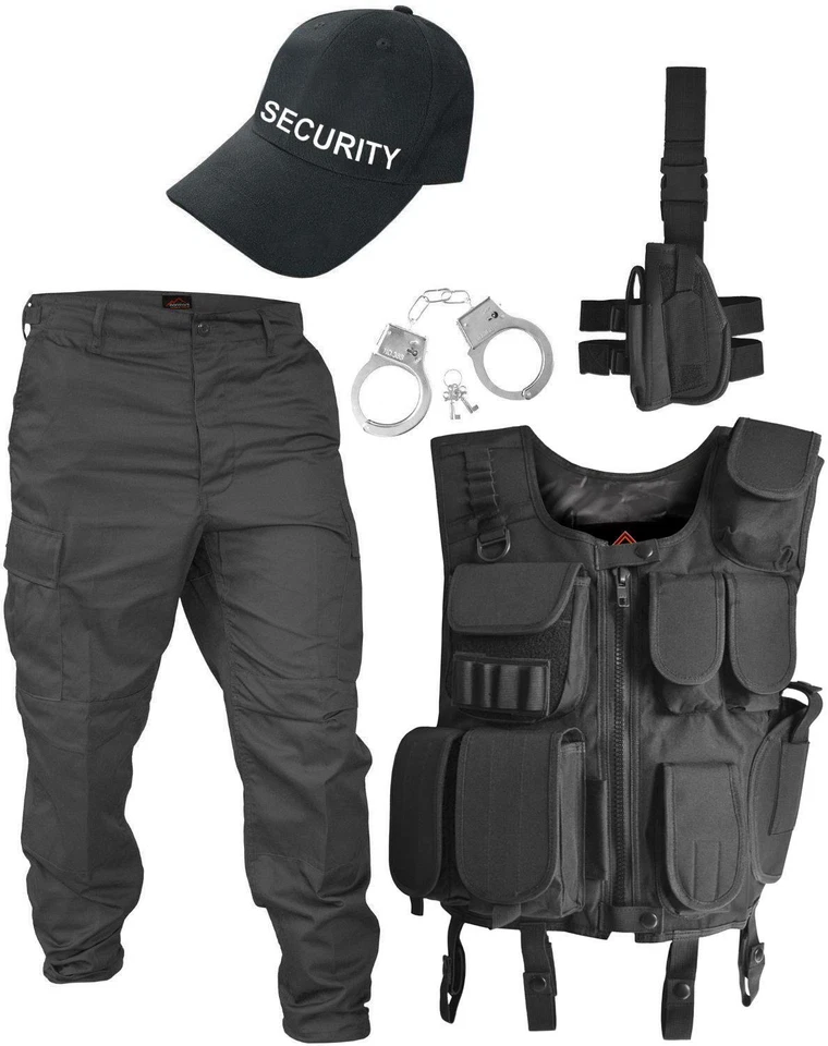 Security Police Kostüm Uniform Komplett Outfit Karneval Fasching 6 Teilig XS 6XL - Bild 1 von 4