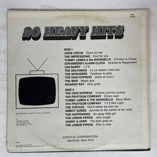 20 Heavy Hits Compilation Vinyl, LP 1970 Janis Joplin The Who Sonny & Cher - Picture 2 of 3