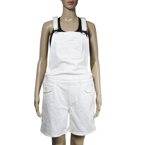 LEVI'S White Denim Jean Short Bib Overalls Shortalls Line 8 Dungarees S |  eBay