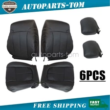 Both Side Bottom & Top Seat Cover Black & Headrest For 2009-2014 Ford F150