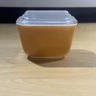 VINTAGE PYREX REFRIGERATOR DISH Butterscotch 501-B 1.5 CUP GLASS LID USA MADE