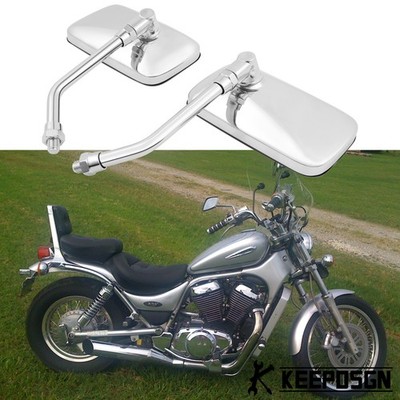 Chrome Rectangle Motorcycle Rearview Mirrors For Suzuki Intruder VS 750 800 1400
