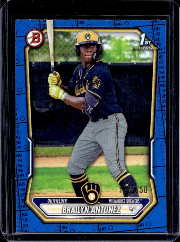 2026 Bowman Brailyn Antunez Blue Pattern 1st Prospect #/150 Brewers