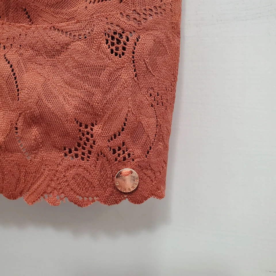 Danskin Laranja Escuro Borda de Renda Sem Fio Longline Triângulo Mergulho Bralette Tamanho XL - Imagem 2 de 4