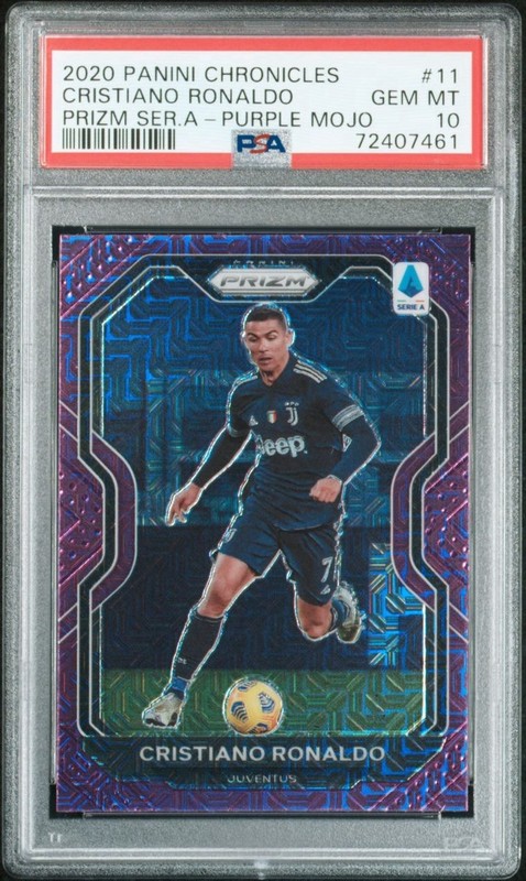 2020-21 Panini Chronicles Prizm Serie A Cristiano Ronaldo #11 Purple Mojo Prizm