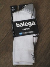 BALEGA ENDURO WHITE CREW MEDIUM CUSHION SOCKS SIZE MEDIUM
