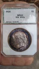 1925  PEACE DOLLAR   *   HALO TONED DOLLAR IN OLD CLASSIC GREEN SLAB  *