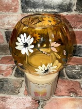 Yankee Candle 4.25" x 5" Flower Pumpkin Glass Candle Shade White Daisy NIB