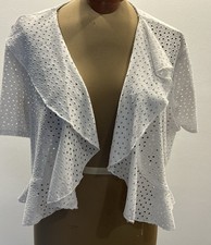NWT Perceptions White Eyelet Shrug XL - Top ONLY - From 2-Piece Set