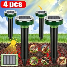4 PCs Solar Power Ultrasonic Repellent Mice Gopher Mole Snake Squirrel Repeller
