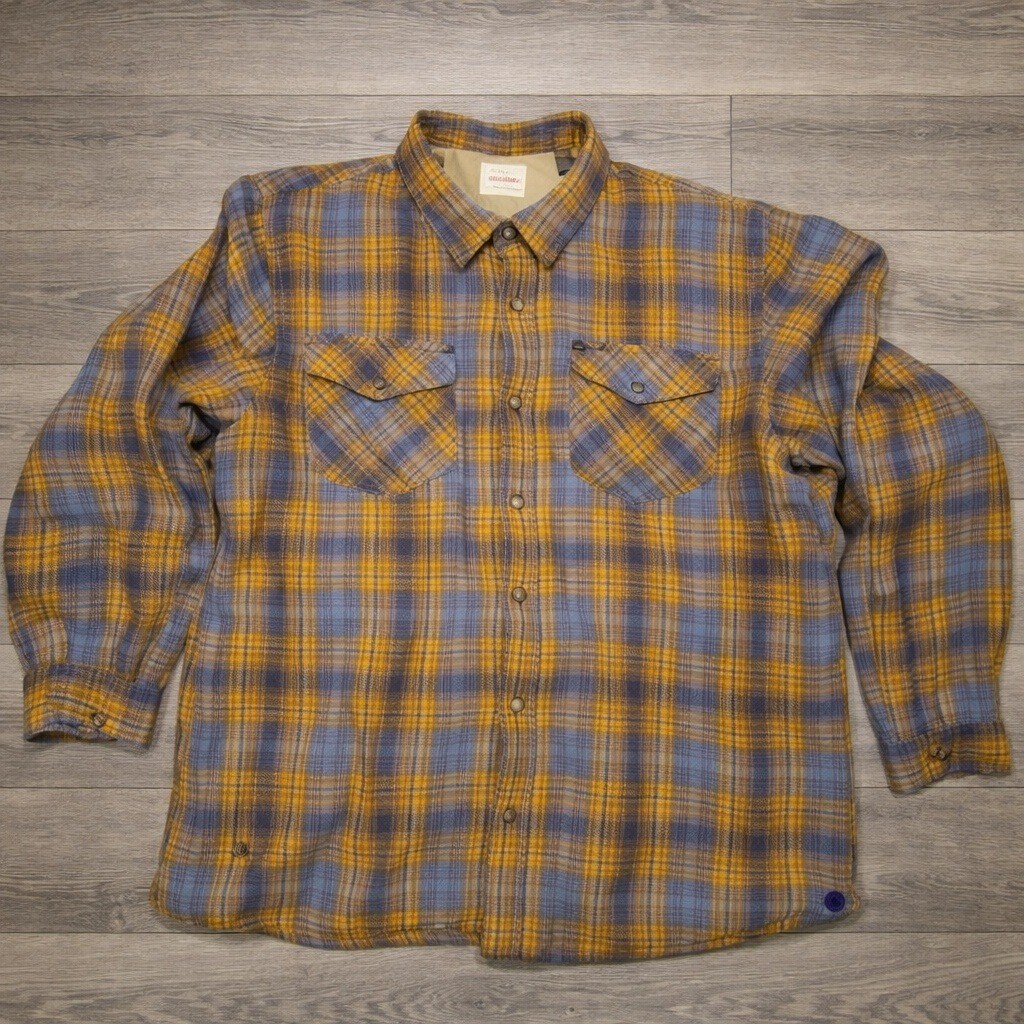 Wrangler Mens Blue Yellow Plaid Sherpa Lined Flannel Shirt J