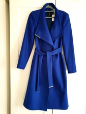 New Ted Baker ROSE Cobalt Blue Wool & Cashmere Belted Coat UK 8 TB 1 £325