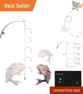 Steel Wire Leader Rigs Saltwater Fishing Hooks Swivels Beads 39in