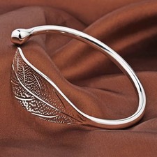 925 Sterling Silver Luxury Twisted Woven Bangle Bracelet Women Party Jewelry UK