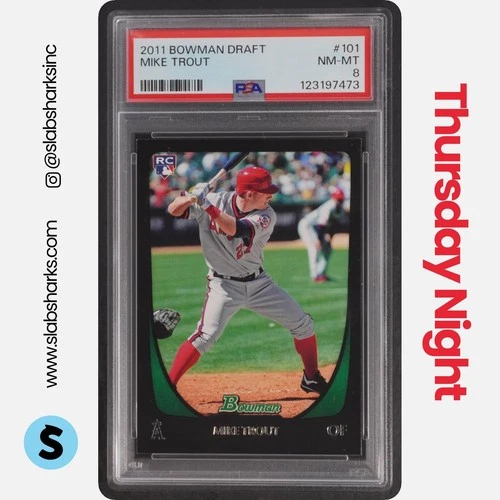 2011 BOWMAN DRAFT PICKS & PROSPECTS #101 MIKE TROUT RC ROOKIE PSA 8