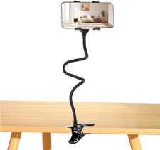 Gooseneck Phone Holder for Bed,Flexible Arm Clip,Lazy Bracket Mount Clamp for De
