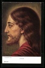 Artist postcard Franz Doubek: Jesus in profile 