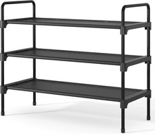 Three-Tier Black Shoe Rack Organizer - 27.6"