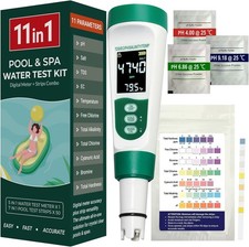 11-in-1 Digital Pool Water Tester Kit Including 5-in-1 Salt Tester for Saltwater