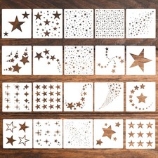 20 Pcs Star Stencils for Painting, Reusable Stencils for Crafts, Large Fabric...