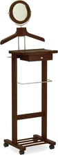 Winsome Wood Valet Stand With Mirror, Drawer, Tie Hook, Casters, Antique Waln...
