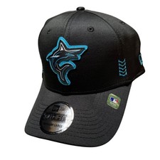 New Era Miami Marlins MLB 39THIRTY Hat Mens M/L Black Blue Clubhouse Stretch Fit