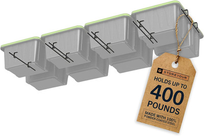 Overhead Garage Tote Storage System - Adjustable Bin Rack for 8 Bins