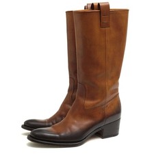 Womens GUCCI GUCCI Long Boots 121952 Cowhide Calf Pecos Boots Leather Sole Plain