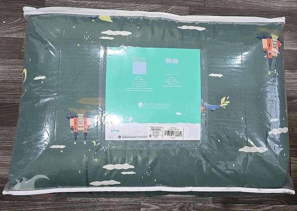 3 件套 Pillowfort Dragon 全棉被和 Shams 套装 全新带盒 — 第 4/4 张图片